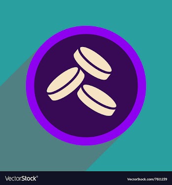 Flat web icon with long shadow coins vector image
