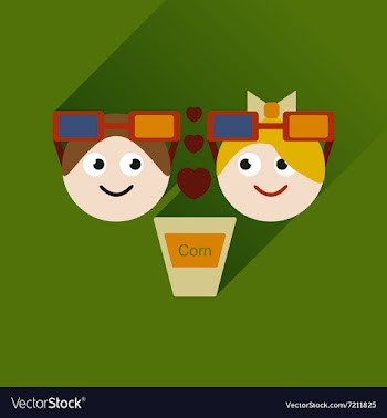 Flat web icon with long shadow couple at cinema vector image