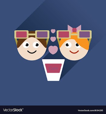 Flat web icon with long shadow couple at cinema vector image