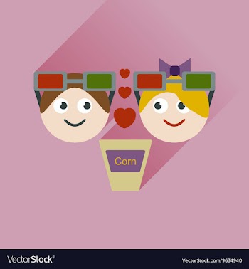 Flat web icon with long shadow couple at cinema vector image