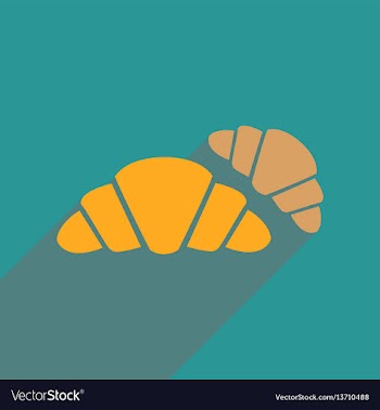 Flat web icon with long shadow croissants vector image