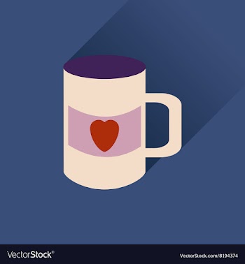 Flat web icon with long shadow cup heart vector image