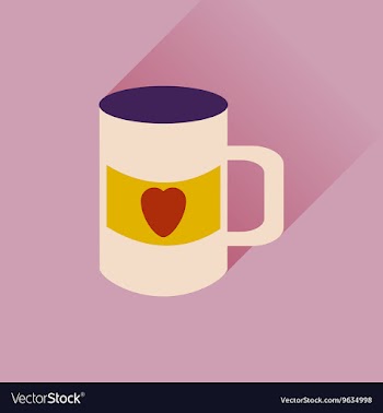 Flat web icon with long shadow cup heart vector image
