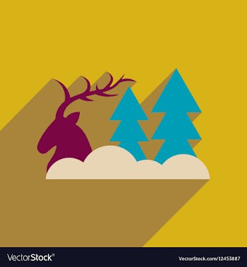 Flat web icon with long shadow deer forest vector image
