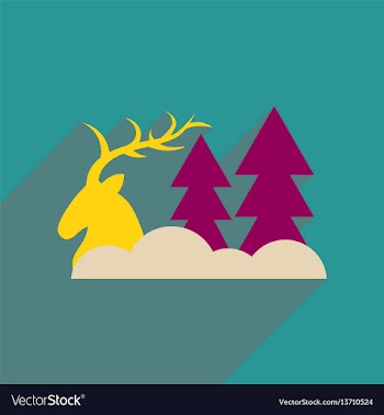 Flat web icon with long shadow deer forest vector image