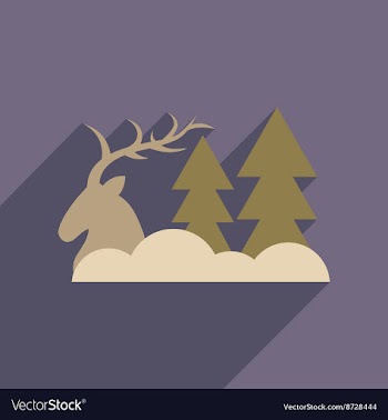 Flat web icon with long shadow deer forest vector image