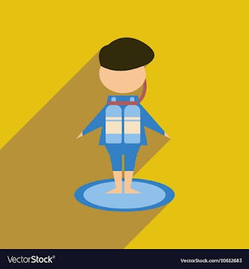 Flat web icon with long shadow diver vector image