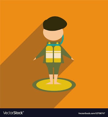 Flat web icon with long shadow diver vector image