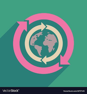 Flat web icon with long shadow Earth arrows vector image