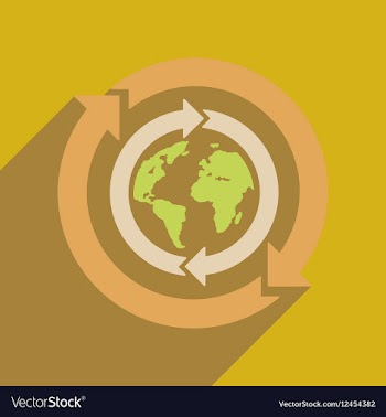 Flat web icon with long shadow Earth arrows vector image