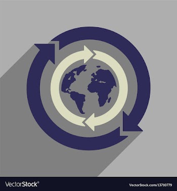 Flat web icon with long shadow earth arrows vector image