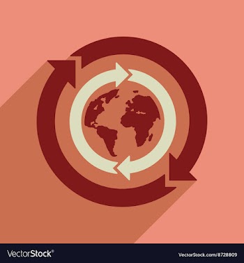 Flat web icon with long shadow Earth arrows vector image