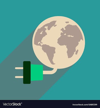 Flat web icon with long shadow earth energy vector image