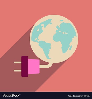 Flat web icon with long shadow earth energy vector image