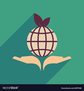 Flat web icon with long shadow Earth hands vector image