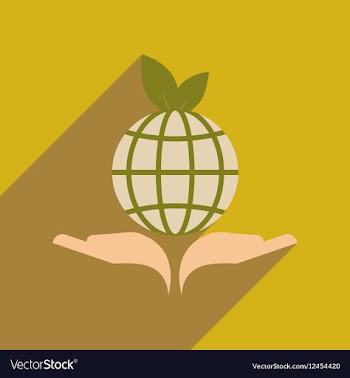 Flat web icon with long shadow Earth hands vector image
