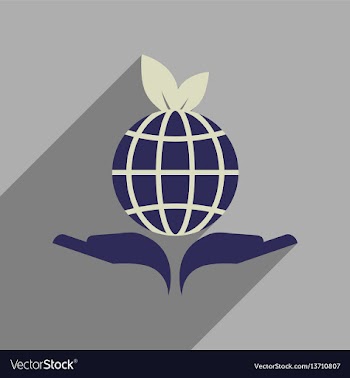 Flat web icon with long shadow earth hands vector image