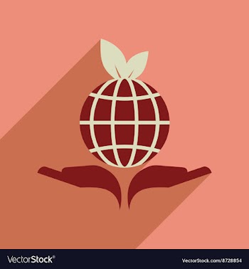 Flat web icon with long shadow Earth hands vector image