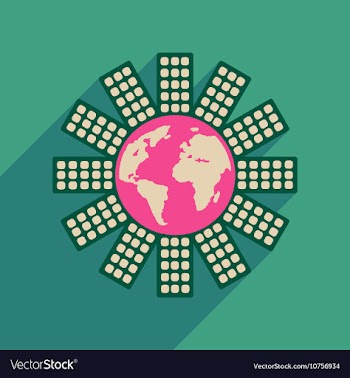 Flat web icon with long shadow Earth house vector image