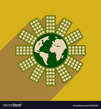 Flat web icon with long shadow Earth house vector image