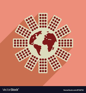 Flat web icon with long shadow Earth house vector image