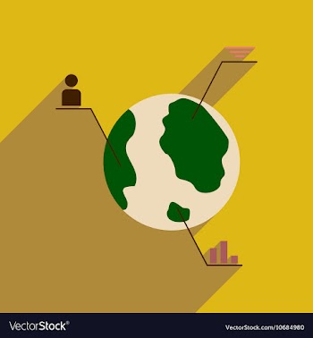 Flat web icon with long shadow Earth infographics vector image