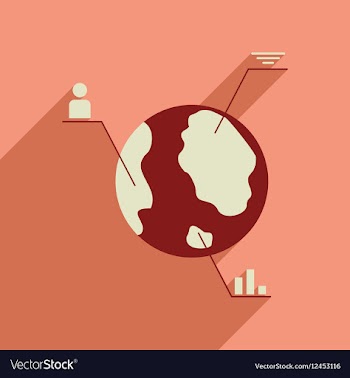 Flat web icon with long shadow Earth infographics vector image