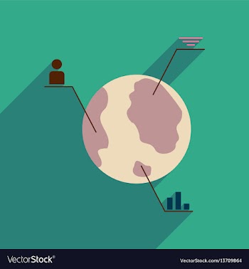 Flat web icon with long shadow earth infographics vector image