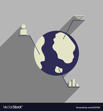 Flat web icon with long shadow Earth infographics vector image