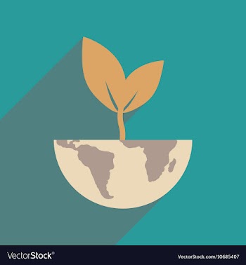 Flat web icon with long shadow Earth plant vector image