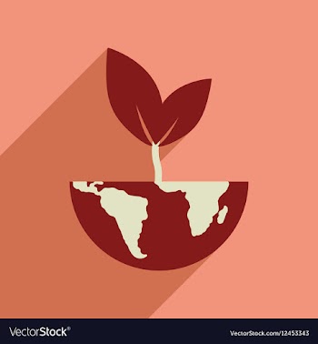 Flat web icon with long shadow Earth plant vector image