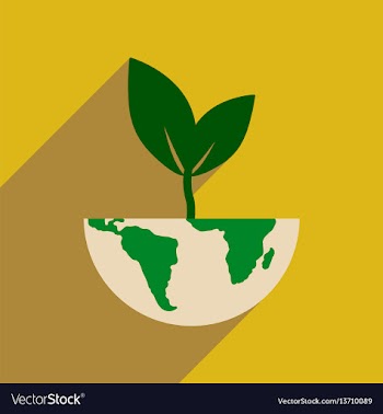 Flat web icon with long shadow earth plant vector image