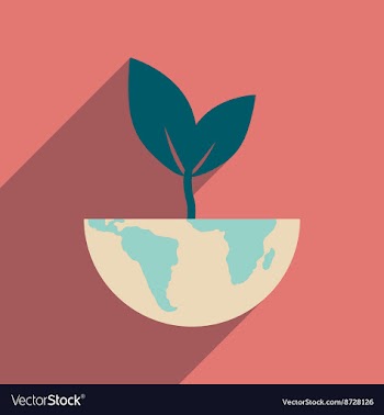 Flat web icon with long shadow Earth plant vector image