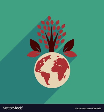 Flat web icon with long shadow Earth plants vector image