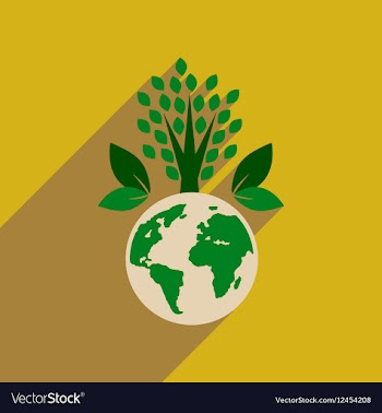 Flat web icon with long shadow Earth plants vector image