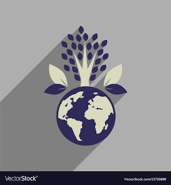Flat web icon with long shadow earth plants vector image