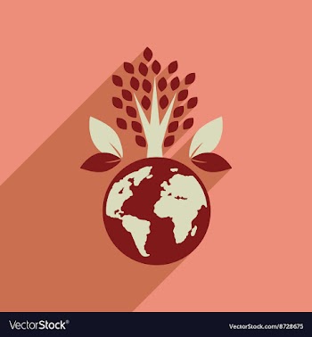 Flat web icon with long shadow Earth plants vector image