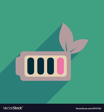 Flat web icon with long shadow eco battery vector image