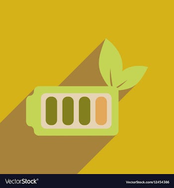 Flat web icon with long shadow eco battery vector image