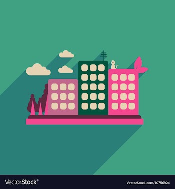 Flat web icon with long shadow eco-city vector image