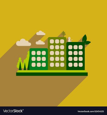 Flat web icon with long shadow eco-city vector image