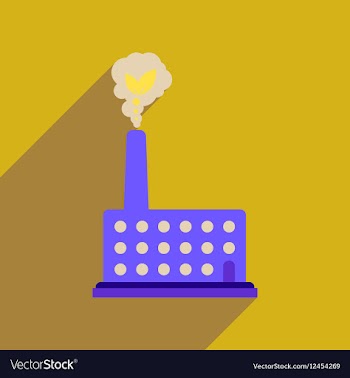 Flat web icon with long shadow eco factory vector image