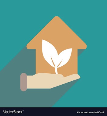 Flat web icon with long shadow Eco-house vector image