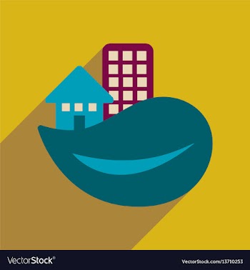 Flat web icon with long shadow eco-house vector image