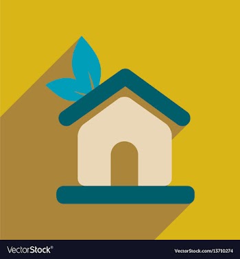 Flat web icon with long shadow eco-house vector image