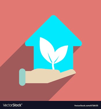 Flat web icon with long shadow Eco-house vector image