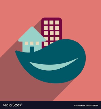 Flat web icon with long shadow Eco-house vector image