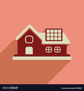 Flat web icon with long shadow Eco-house vector image