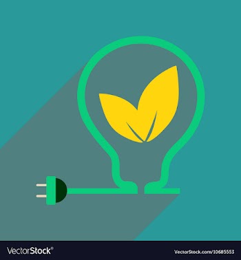 Flat web icon with long shadow eco light bulb vector image