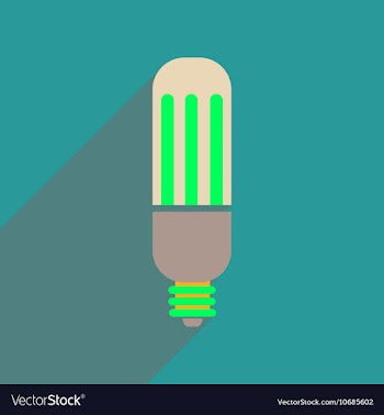 Flat web icon with long shadow eco light bulb vector image